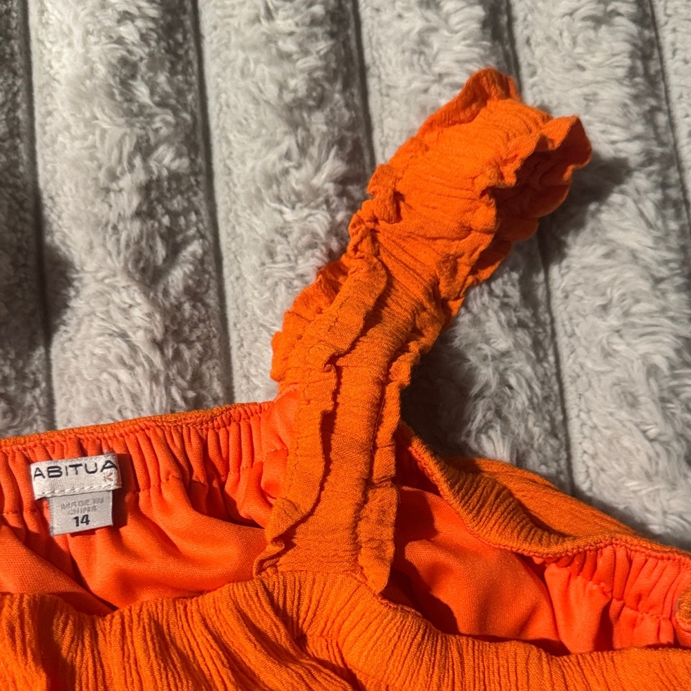 Habitual Bright Orange Ruffled Tank Top - Picture 5 of 5